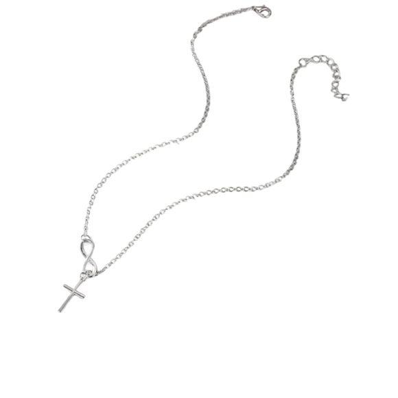 NWOT Infinity Necklace Silver, cross runs inside infinity to endless design - Picture 8 of 10